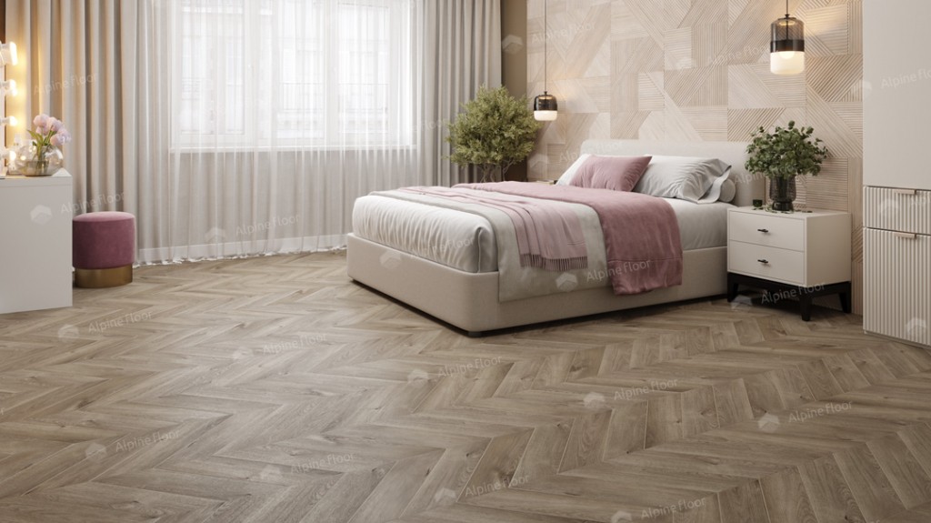 Alpine Floor CHEVRON ALPINE LVT плитка Дуб Натуральный Отбеленный Chevron ECO 20-3