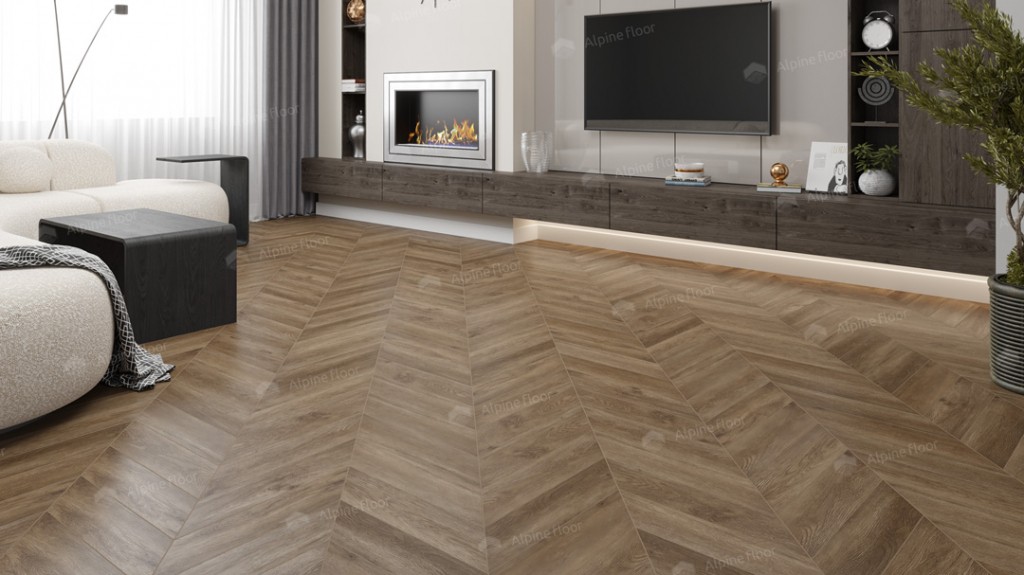 Alpine Floor CHEVRON ALPINE LVT плитка Макадамия Chevron ECO 20-5
