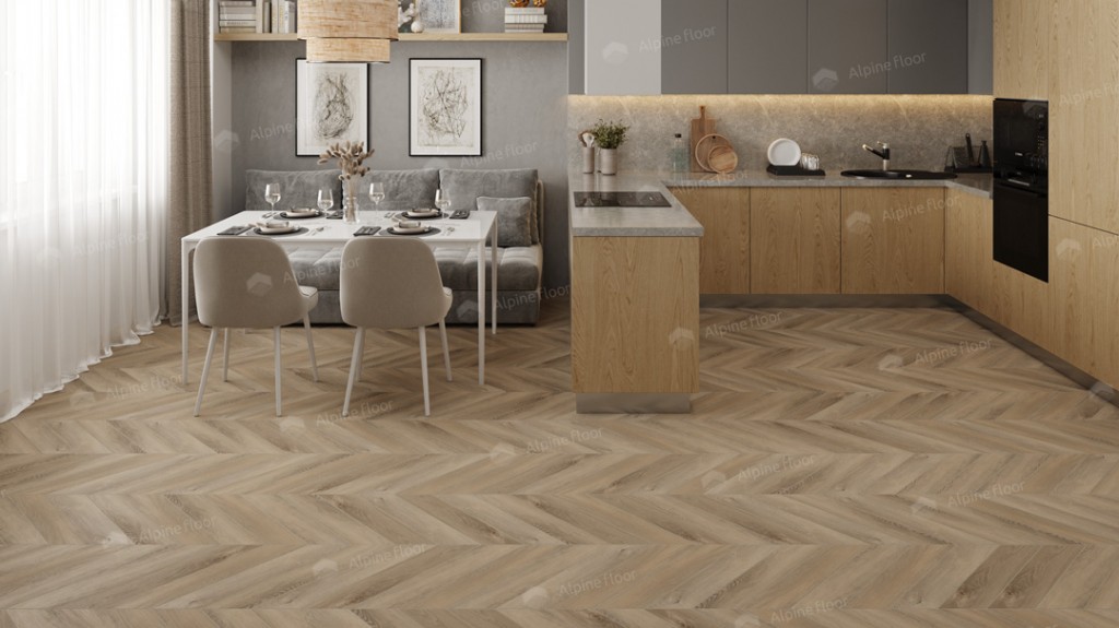 Alpine Floor CHEVRON ALPINE LVT плитка Дуб Синистра Chevron ECO 20-6